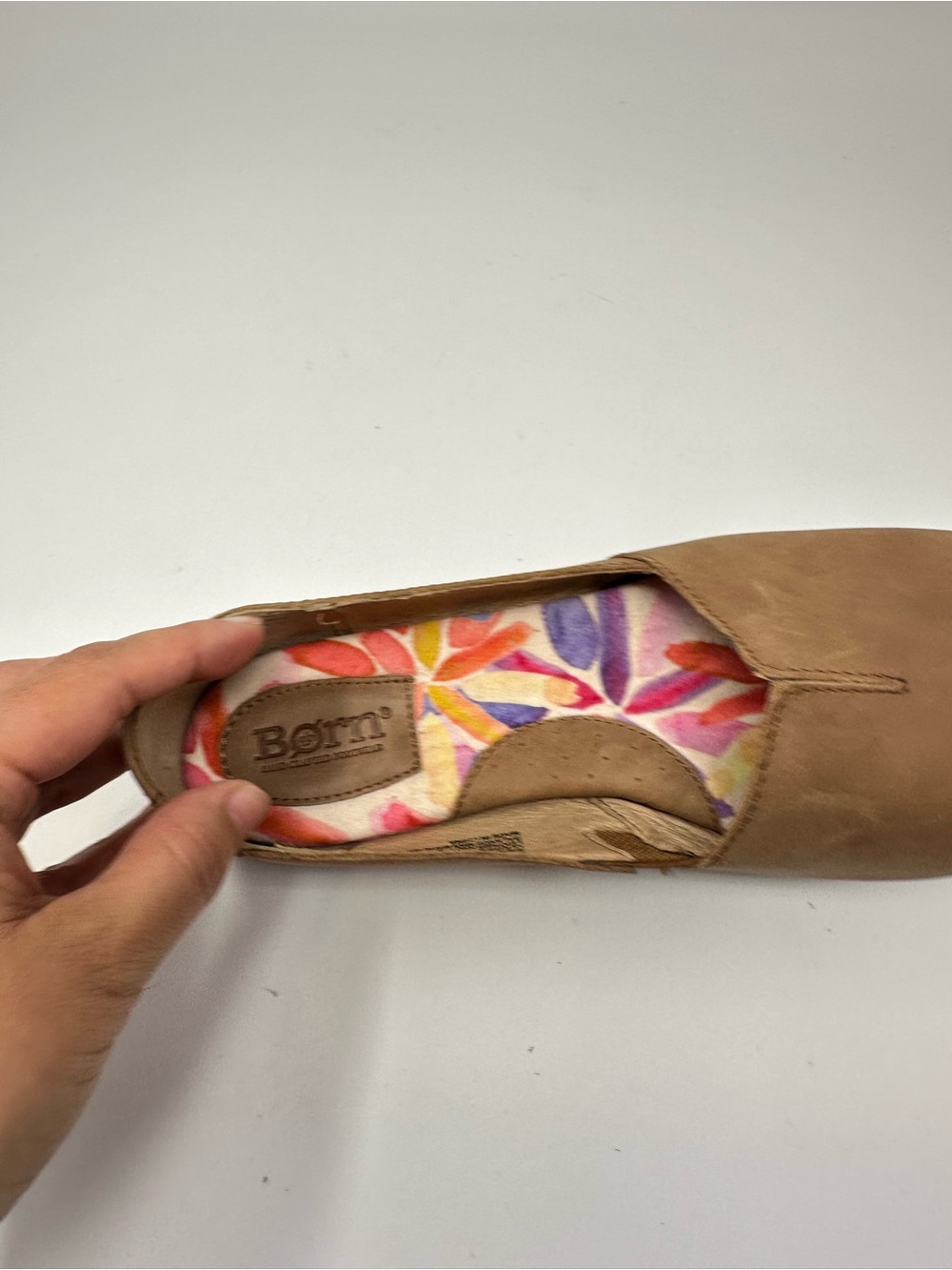 Born Sebra Brown Leather Flat with Cautioned Sole Women's Size 8W - Picture 13 of 15